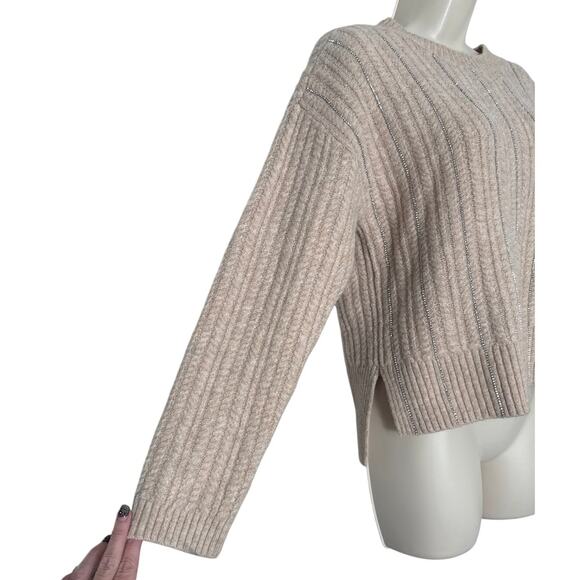 Nine West Chain Shine Sweater Oatmeal Heather Size S - Picture 7 of 8